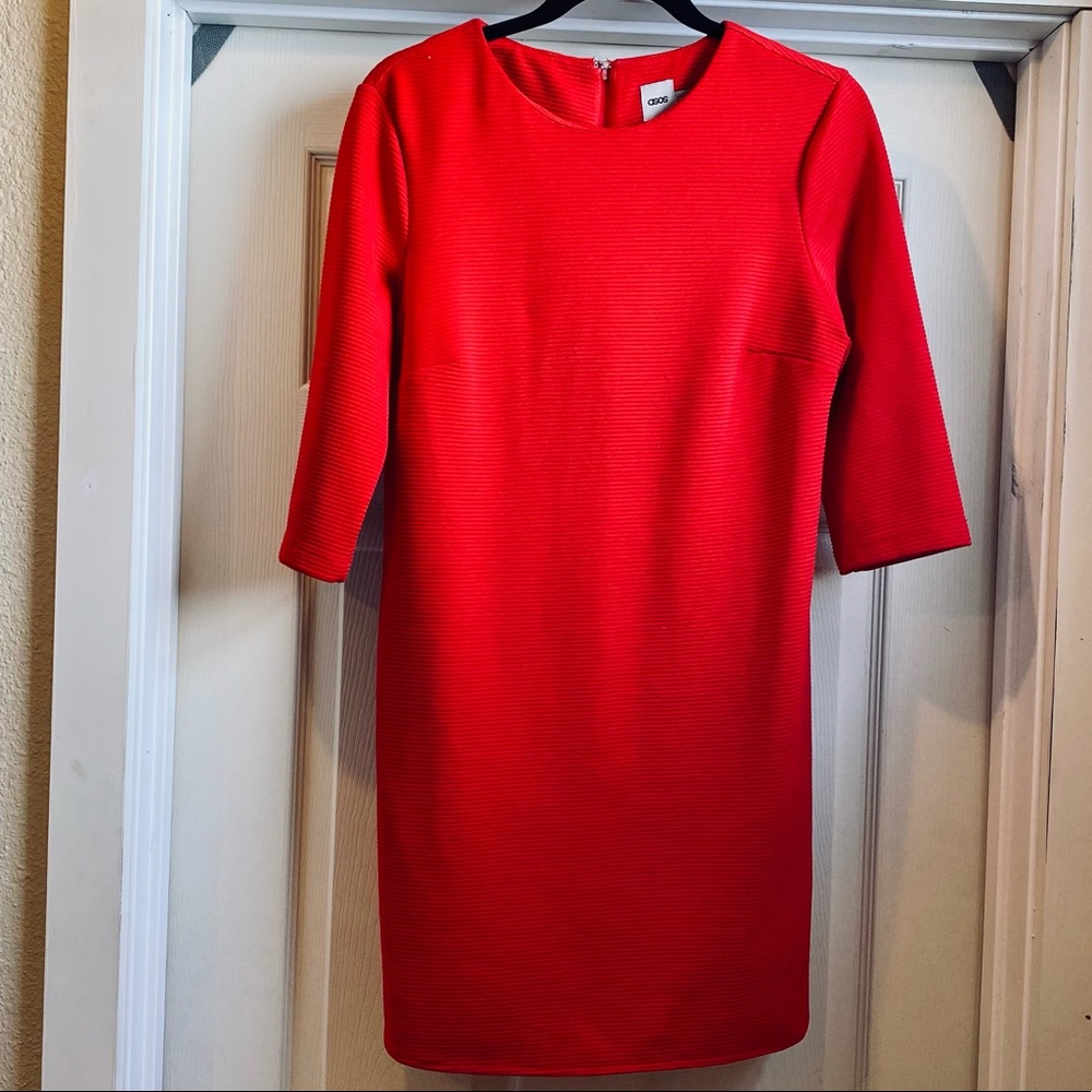 ASOS Vibrant Red Ribbed Texture Mini Dress
